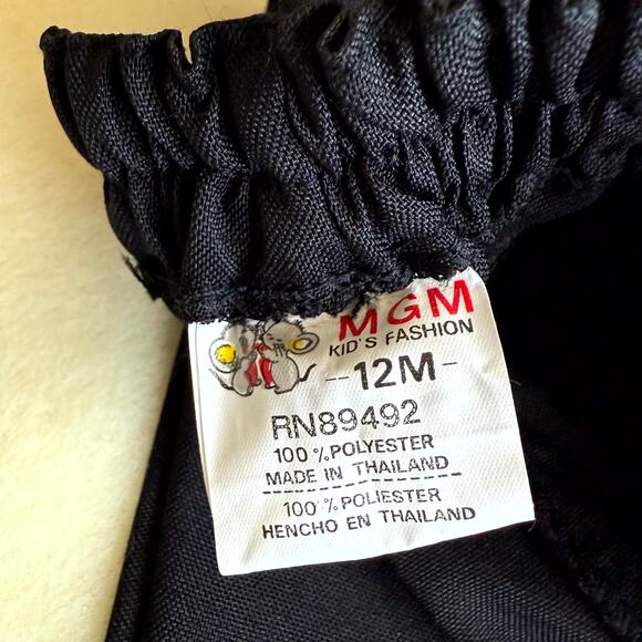 Vintage 90s MGM Kid's Fashion 4-Piece Tuxedo Suit Set Boys 12M Black White Bow - Picture 8 of 8